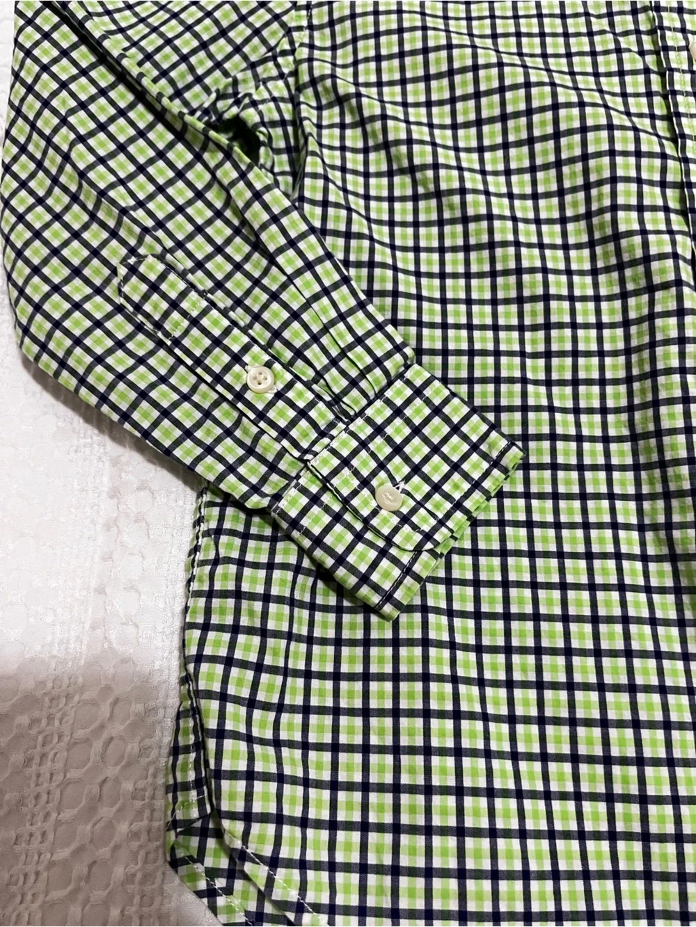 Ralph Lauren Green Blue and White Button-Down Shirt Boys Sz 6